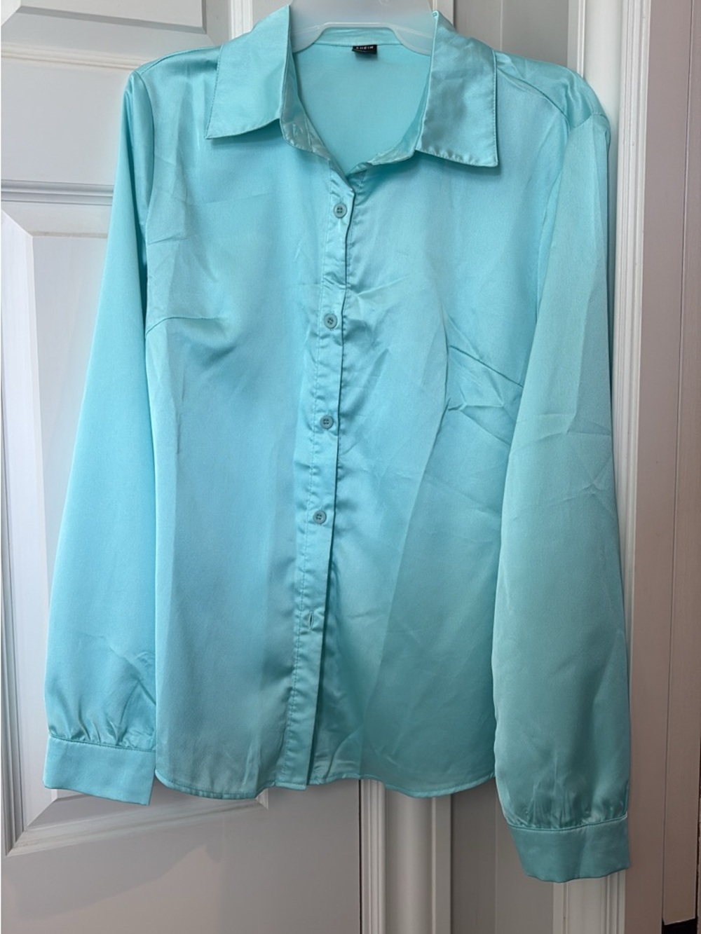 Light Aqua Button-Up Women's Blouse